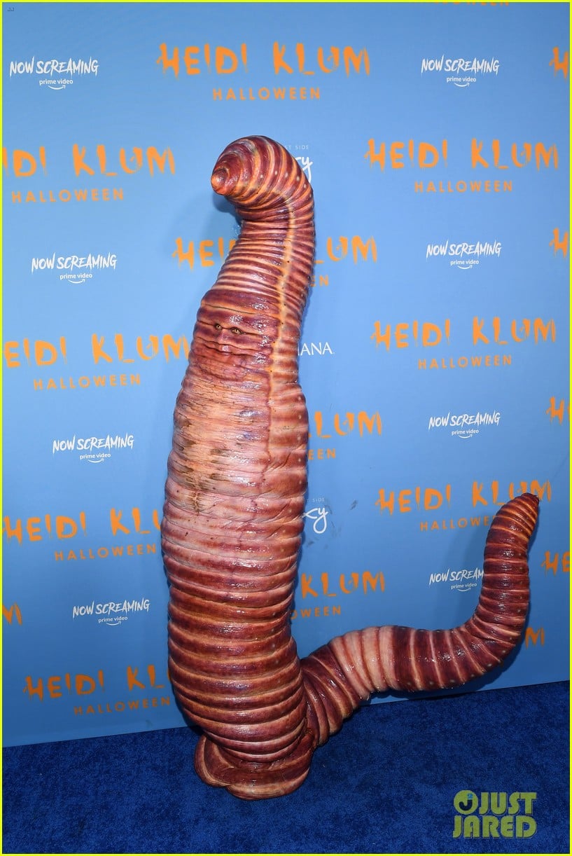 Heidi Klum's Halloween 2022 Costume Was a Worm on a Hook with Husband