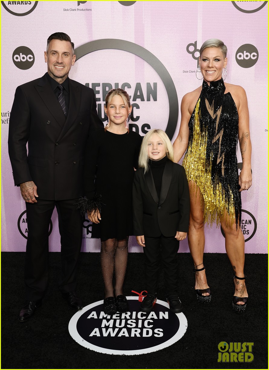 Pink Rules The Red Carpet with Husband Carey Hart & Their Two Kids at