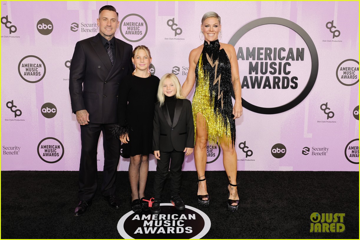 Pink Rules The Red Carpet with Husband Carey Hart & Their Two Kids at