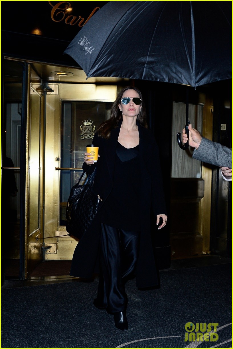 Angelina Jolie Clutches Her Morning Coffee During New York City Trip