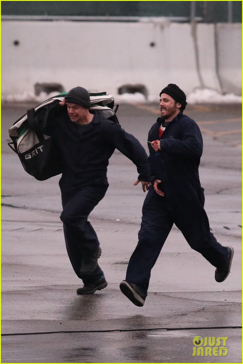Matt Damon & Casey Affleck Make a Run For It on Set of Their New Movie