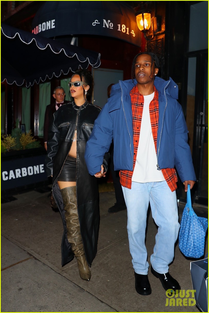 Pregnant Rihanna Wears Full Leather Look on Date Night with AAP Rocky