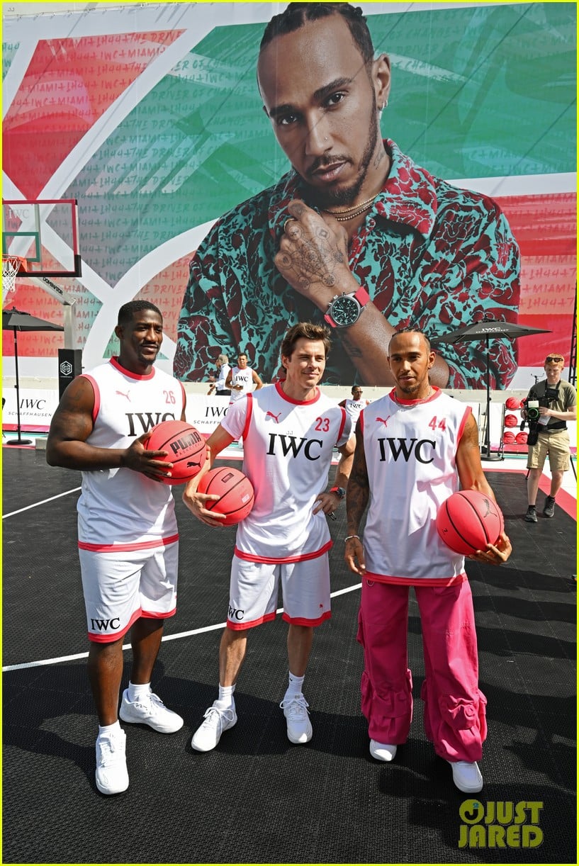 F1 Driver Lewis Hamilton Takes Part in Free Throw Basketball Challenge