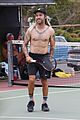 pete wentz goes shirtless tennis 01