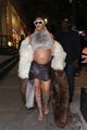 rihanna faux fur outfit for dinner asap rocky cipriani 04
