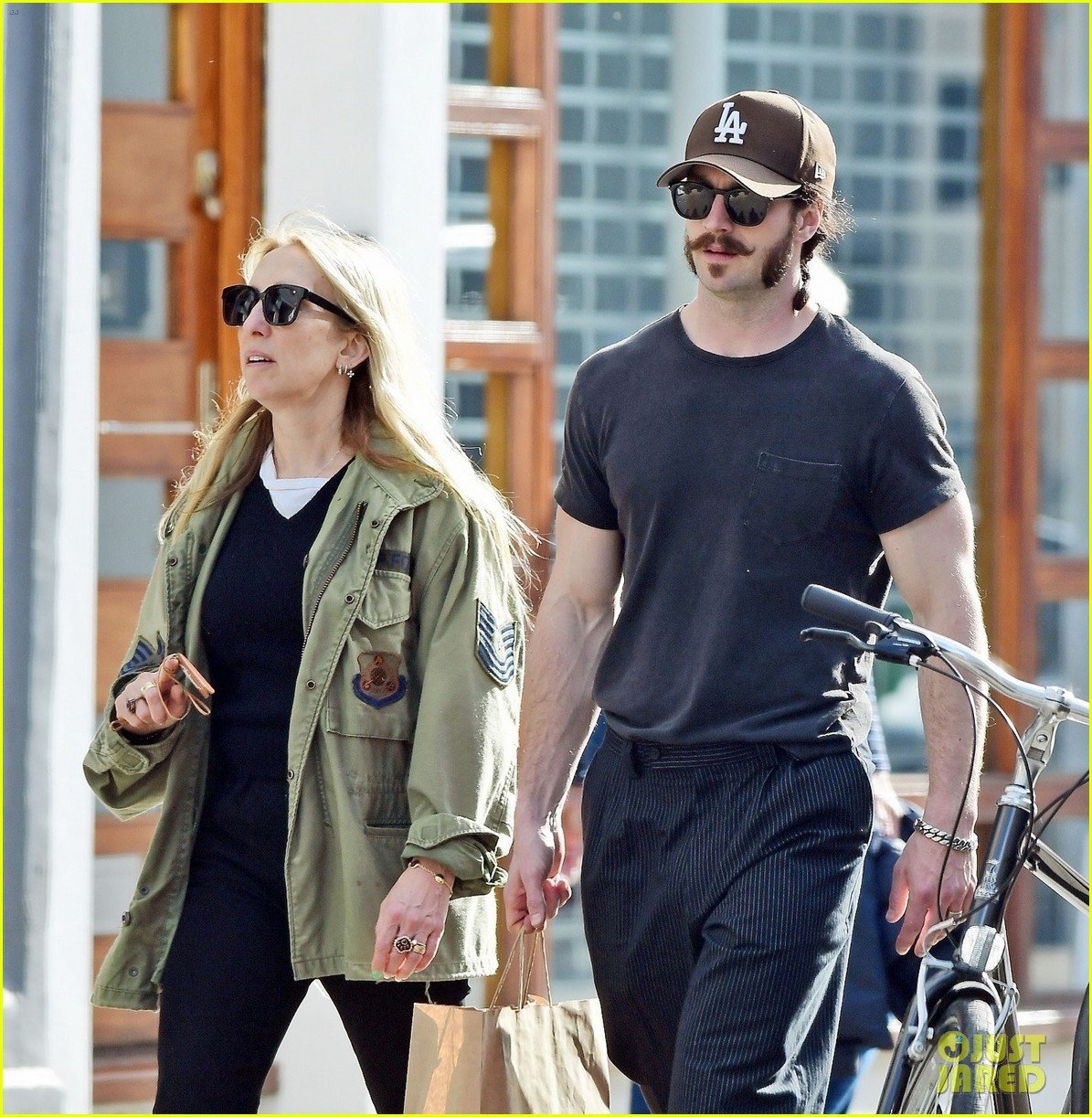 Aaron TaylorJohnson Sports Handlebar Mustache & Beard Chops During Day
