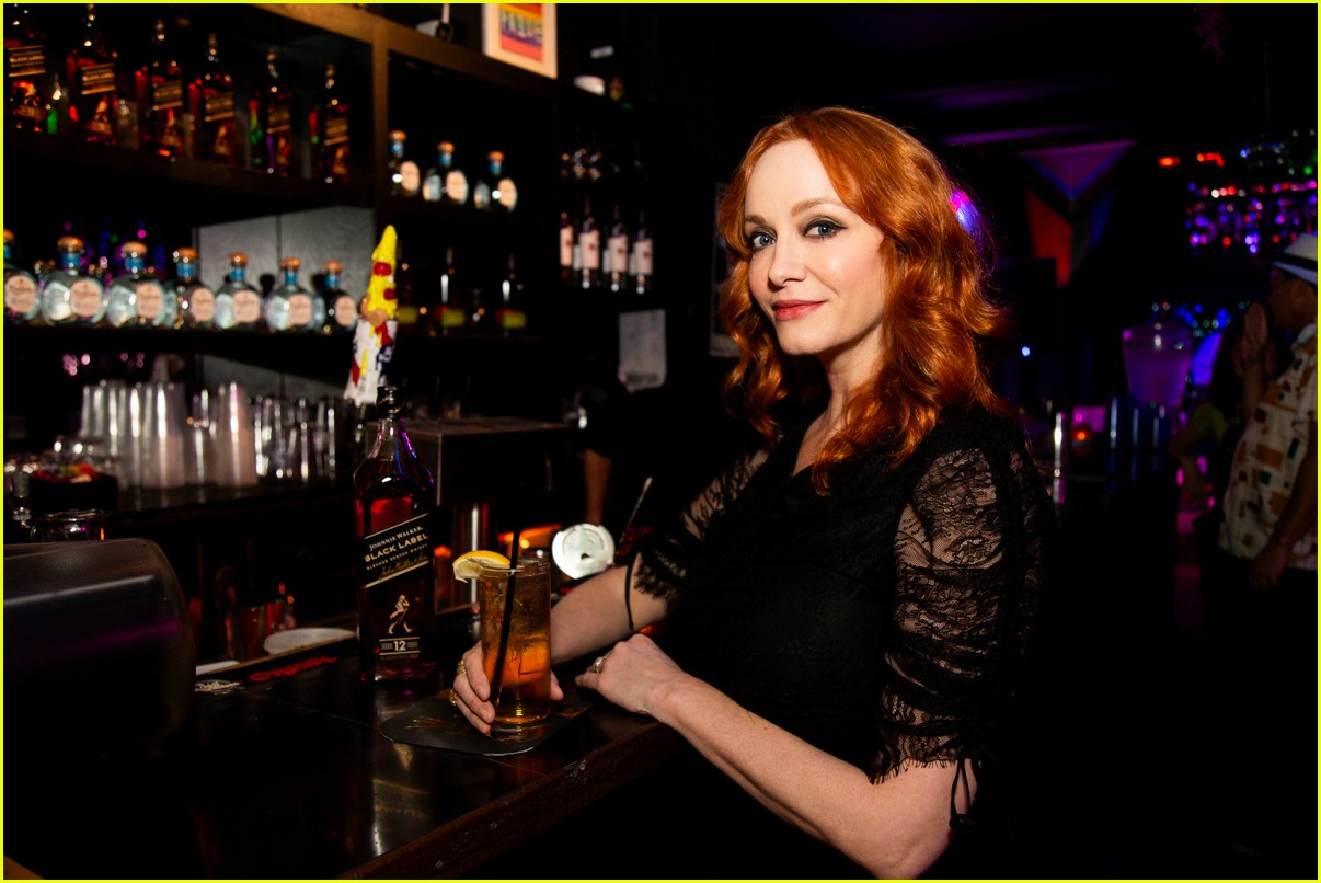 Christina Hendricks Helps Fiance George Bianchini Celebrate His