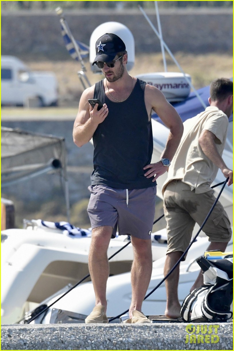 Glen Powell Goes Shirtless During Yacht Day in Mykonos: Photo 4961069