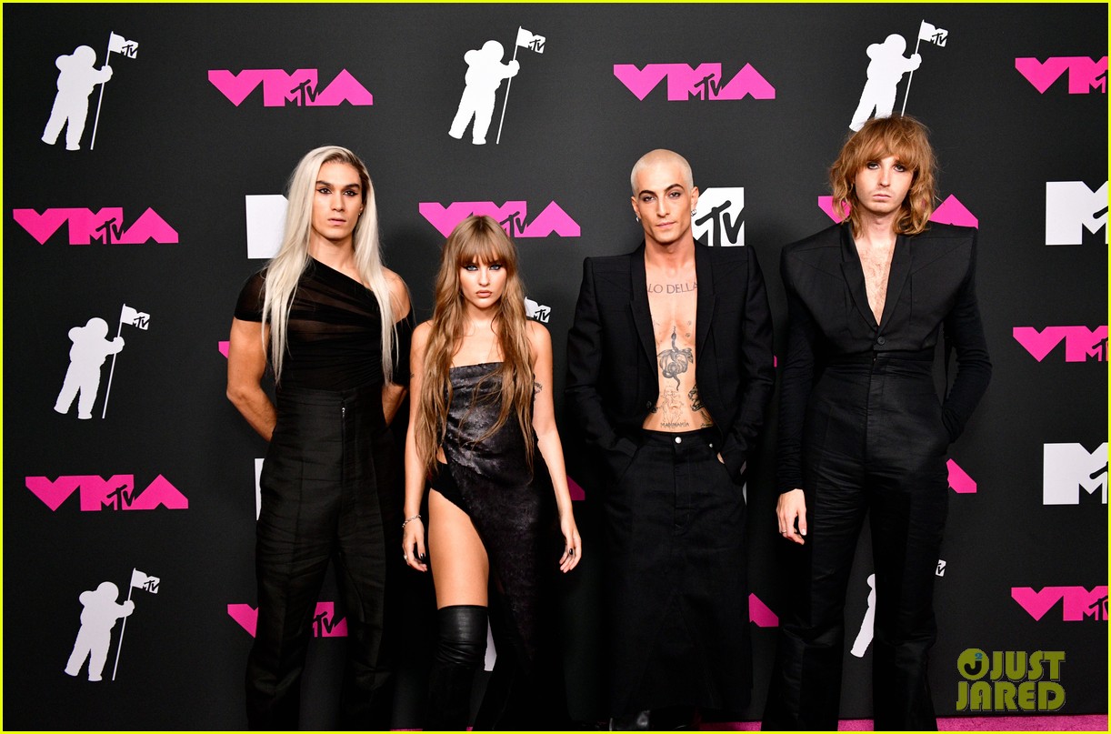 Maneskin Rocks Black Outfits on MTV VMAs 2023 Red Carpet Ahead of Their