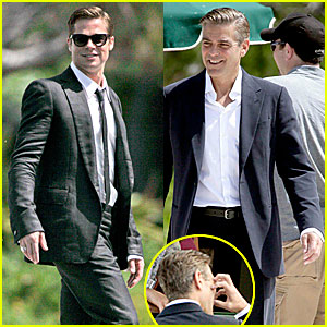 Pitt & Clooney Horse Around at Hotel | Brad Pitt, George Clooney : Just