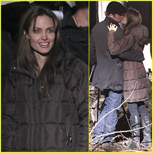 Angelina Jolie: Kiss Behind the Camera with Brad Pitt!
