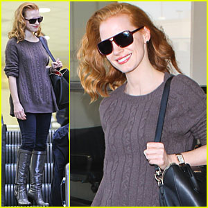 Jessica Chastain Lands at LAX | Jessica Chastain | Just Jared