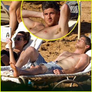 Dave Annable and his wife Odette catch some rays while on vacation on Satur...