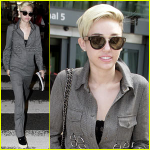 Miley Cyrus Lands in London After MTV VMA Nominations!