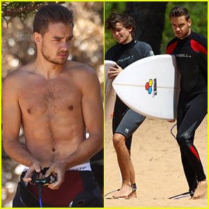 Shirtless Liam Payne & Louis Tomlinson Surf Down Under!