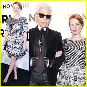 Jessica Chastain Honors Karl Lagerfeld!