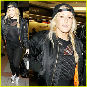 Ellie Goulding Sports Perforated Top for LAX Departure!