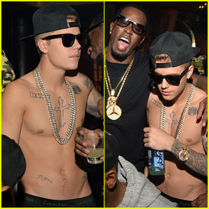 Justin Bieber Hangs Shirtless, Parties in Underwear with Sean ‘Diddy