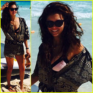 Nina Dobrev Wears Chic Cover Up Over Her Bikini on Cancun Vacation