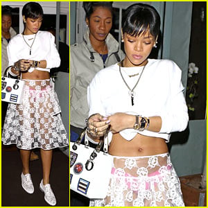Rihanna's Completely Sheer Skirt Puts Her Hot Pink Underwear in Full View!