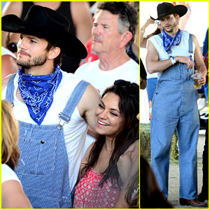 Ashton Kutcher Wears His Country Clothes at Stagecoach Festival with Pregnant Mila Kunis!