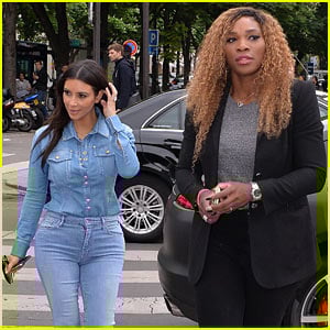 Kim Kardashian Does Double Denim for Paris Lunch with Serena Williams