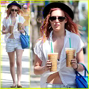 Rumer Willis' Unbuttoned Shirt Flies Open in the Wind & Displays Some Toned Tummy!