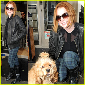 Lindsay Lohan Poses with the Most Adorable Dog in London!