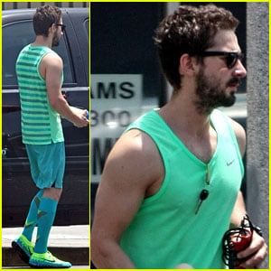 Shia LaBeouf Wears His Totally Green Outfit Two Days in a Row