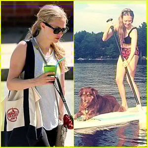 Amanda Seyfried Bares Midriff While Paddling With Finn!