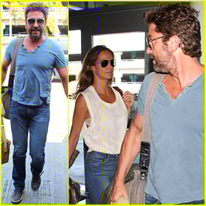 Gerard Butler & His Mystery Brunette Girlfriend Take a Flight Together