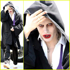 Jared Leto Sports Full Joker Makeup, But Hides Costume on 'Suicide Squad' Set