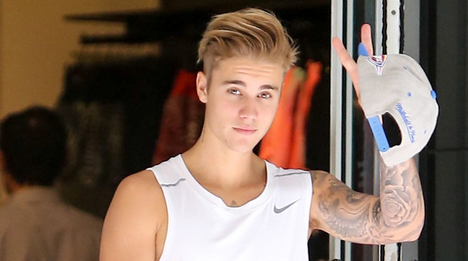 Justin Bieber is decked out in Nike gear as he heads out of the Niketown st...