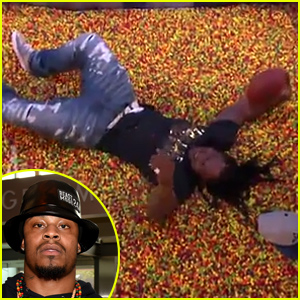 Seahawks Player Marshawn Lynch Dives Into an End Zone Full of Skittles –  Watch Now!, Conan O'Brien, Football, Marshawn Lynch, Video