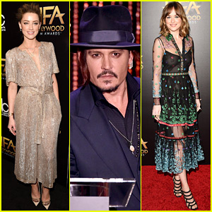 Dakota Johnson Joins Johnny Depp & Amber Heard at Hollywood Film Awards 2015