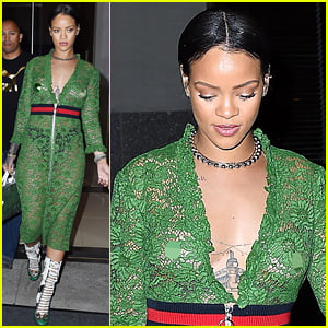 Rihanna Wears Sheer Dress with No Bra in NYC
