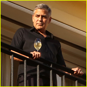 George Clooney Enjoys View from Balcony in Rome