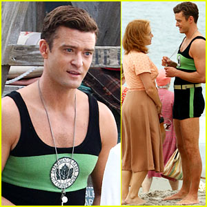 Justin Timberlake & Kate Winslet Film a Beach Scene for Woody Allen Movie