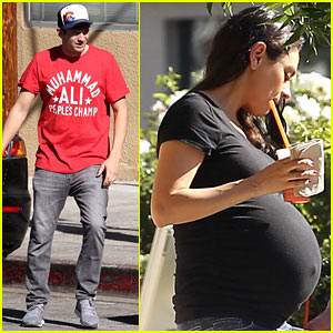 Mila Kunis Takes Her Growing Baby Bump to Jamba Juice With Ashton Kutcher
