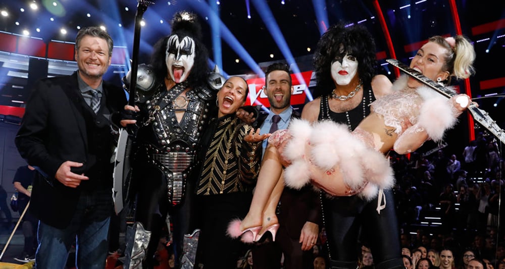 Miley Cyrus Sticks Her Tongue Out With Gene Simmons & KISS! Miley Cyrus Just Jared