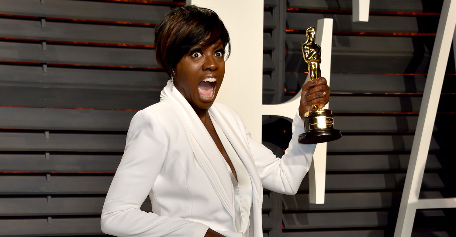 Viola Davis Looks So Excited for Her Win at Vanity Fair Oscars Party