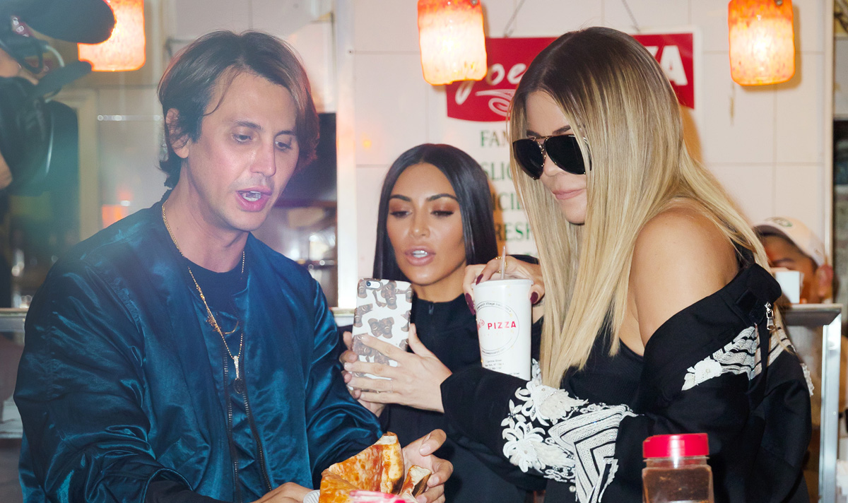 Kim & Khloe Kardashian Grab Pizza to Go in New York City! Jonathan Cheban, Khloe Kardashian