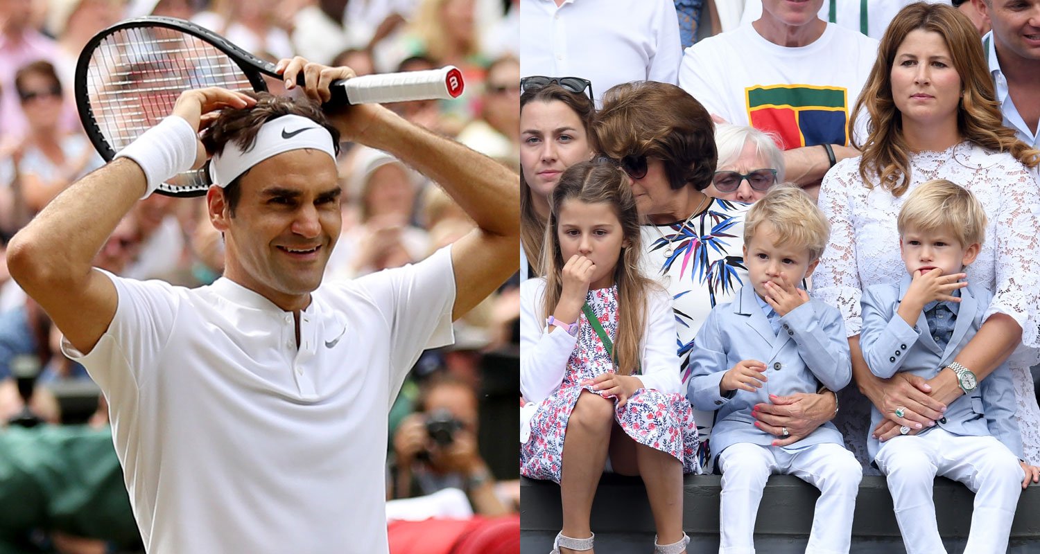 Roger Federer’s Wife & Twins Watch Him Win 8th Wimbledon...