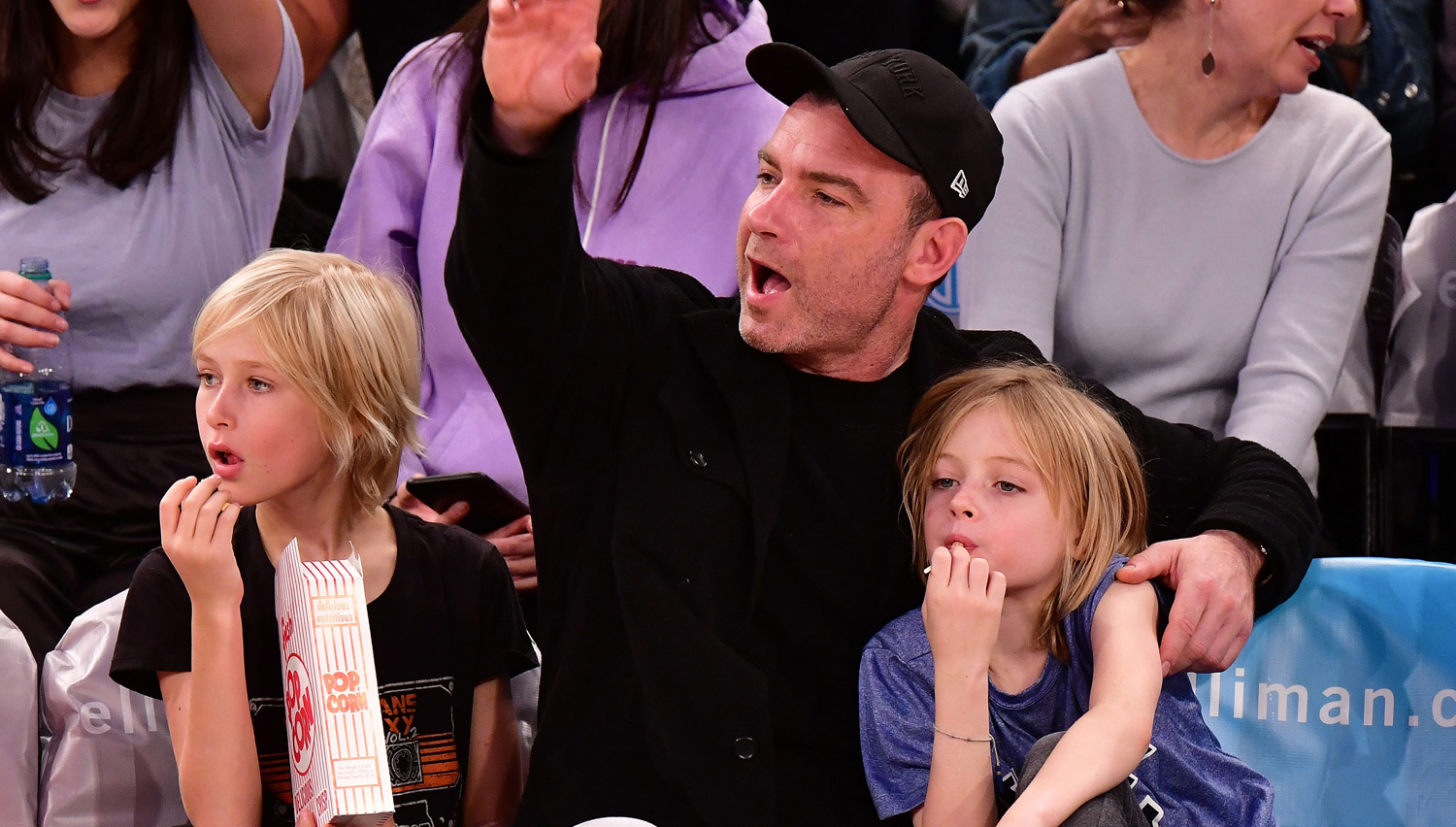 Liev Schreiber Takes His Sons to the Knicks Game! Liev Schreiber
