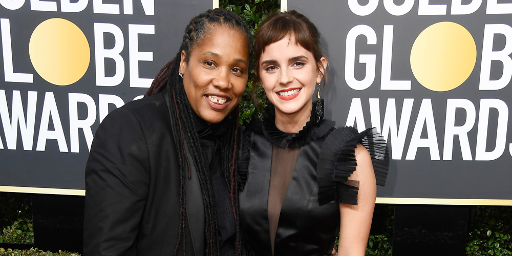 Emma Watson & Women’s Group Leader Marai Larsai Walk Golden Globes 2018(02)