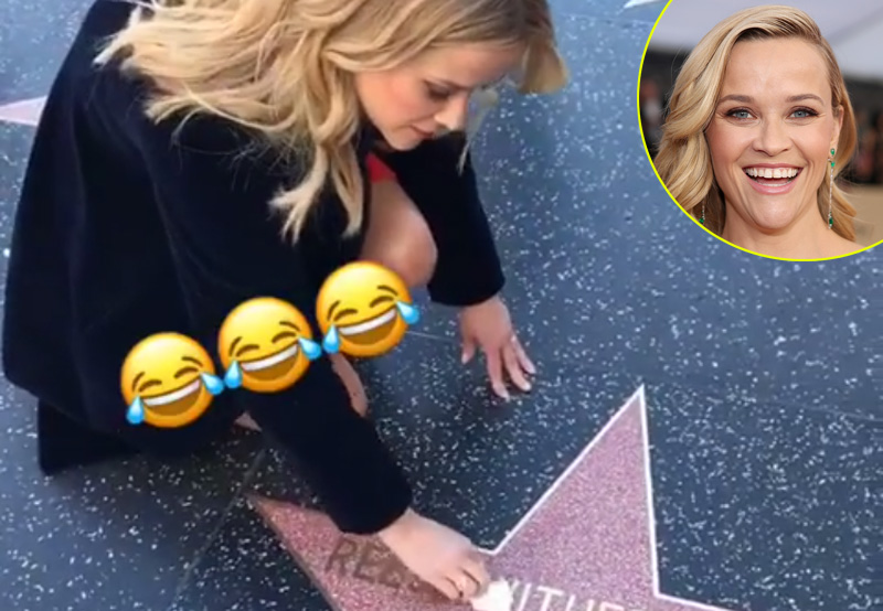 Reese Witherspoon Cleans Her Own Hollywood Walk of Fame Star! Reese