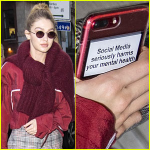 Gigi Hadid Has a Sticker on Her Phone with an Important Message