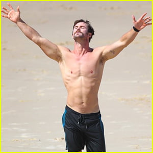 Chris Hemsworth Puts His Ripped Shirtless Body on Display as He Soaks Up the Sunshine!
