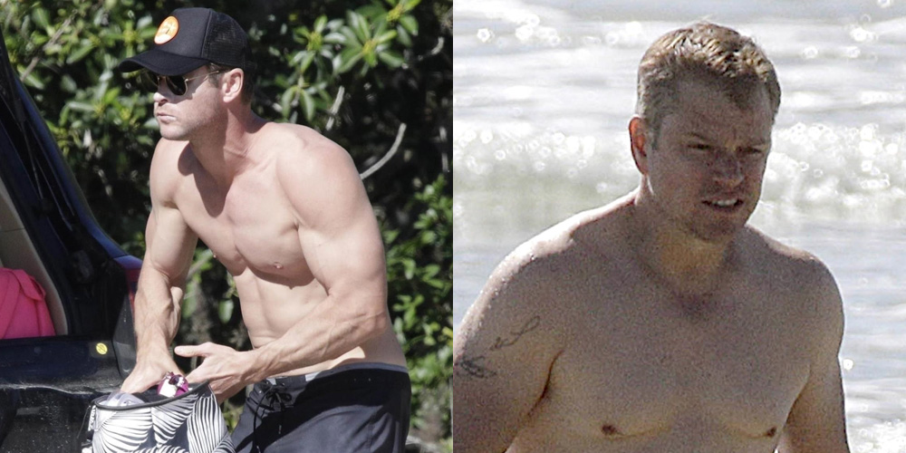 Chris Hemsworth & Matt Damon Go Shirtless at the Beach.