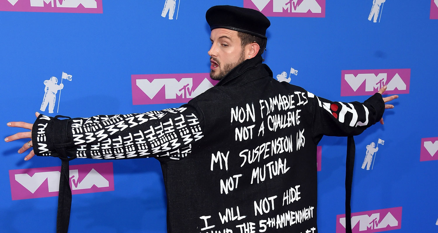 Nico Tortorella Makes a Statement With His Outfit at MTV VMAs 2018 2018 MTV VMAs, Bethany C